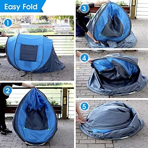 4 Person Easy Pop Up Tent Waterproof Automatic Setup 2 Doors-Instant Family Tents for Camping Hiking & Traveling - 3