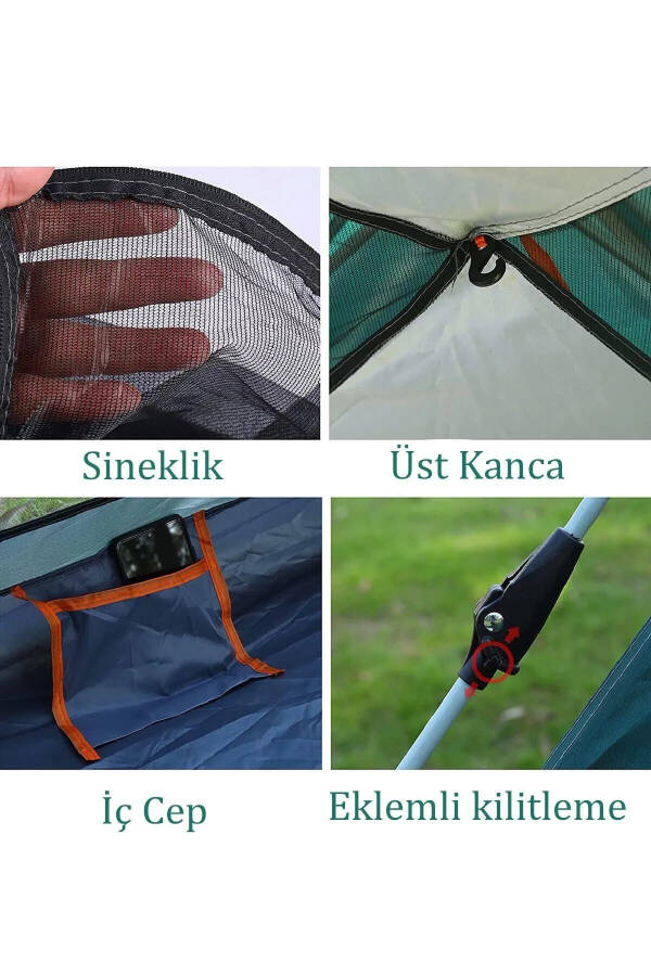 4 Kişilik Tam Otomatik Tenteli Kamp Çadırı Portatif Anti-uv Su Geçirmez Outdoor Plaj Piknik Çadırı - 5