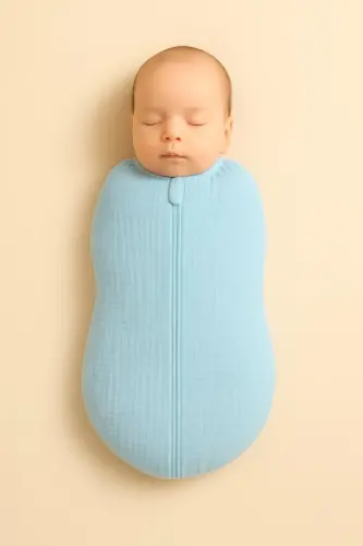 4-Layer Cotton Anti-Allergenic Bamboo Muslin Swaddle-BLUE 
