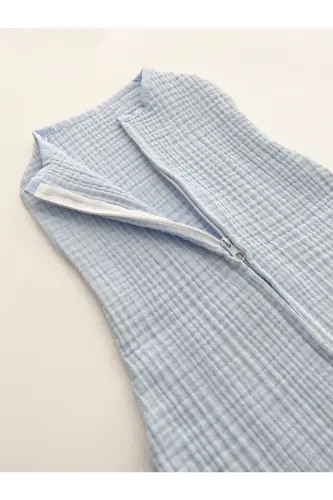 4-Layer Cotton Anti-Allergenic Bamboo Muslin Swaddle-BLUE - 4
