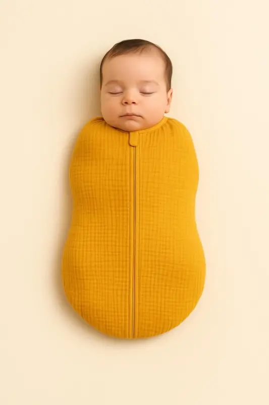 4-Layer Cotton Anti-Allergenic Bamboo Muslin Swaddle - MUSTARD - BABYS FIELD