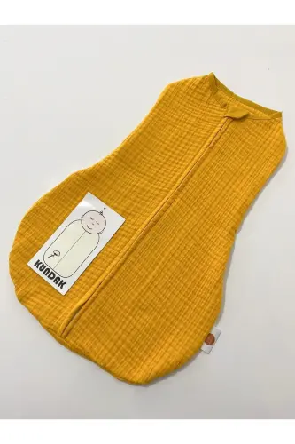 4-Layer Cotton Anti-Allergenic Bamboo Muslin Swaddle - MUSTARD - BABYS FIELD (1)