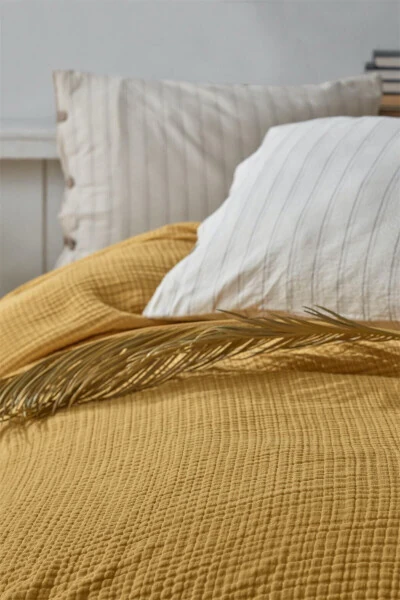 4 Layer Muslin 100% Cotton Double Bed Throw - Bedspread - 4