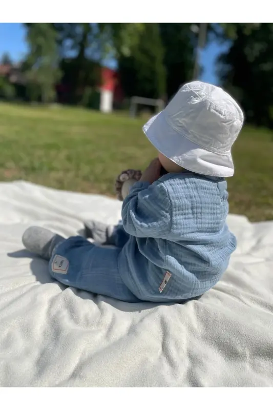 4 Layer Muslin 100% Cotton Kids Long Sleeve Sweatshirt-Pants Set - 6