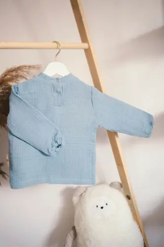 4 Layer Muslin 100% Cotton Kids Long Sleeve Sweatshirt-Pants Set - 8