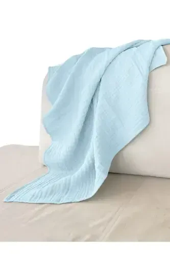 4 Layer Muslin Baby Blanket Organic Muslin Swaddle Cotton Baby Blanket Multi-Purpose Muslin Blanket-blue 4 layer - 3