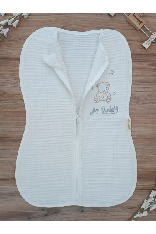 4 Layer Muslin Baby Sleeping Bag 100% Cotton Unisex Baby Swaddle Seasonal Breathable 3-6 Months - 4