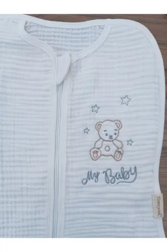 4 Layer Muslin Baby Sleeping Bag 100% Cotton Unisex Baby Swaddle Seasonal Breathable 3-6 Months - 6