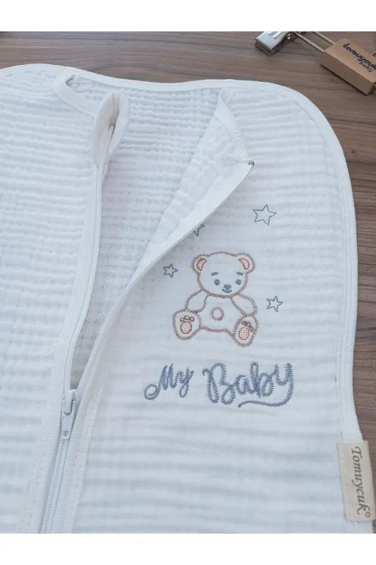 4 Layer Muslin Baby Sleeping Bag 100% Cotton Unisex Baby Swaddle Seasonal Breathable 3-6 Months - 7