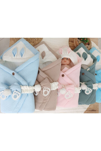 4 Layer Muslin Coffee Baby Swaddle Unisex Outer Swaddle Blanket Hospital Discharge Gift - 16