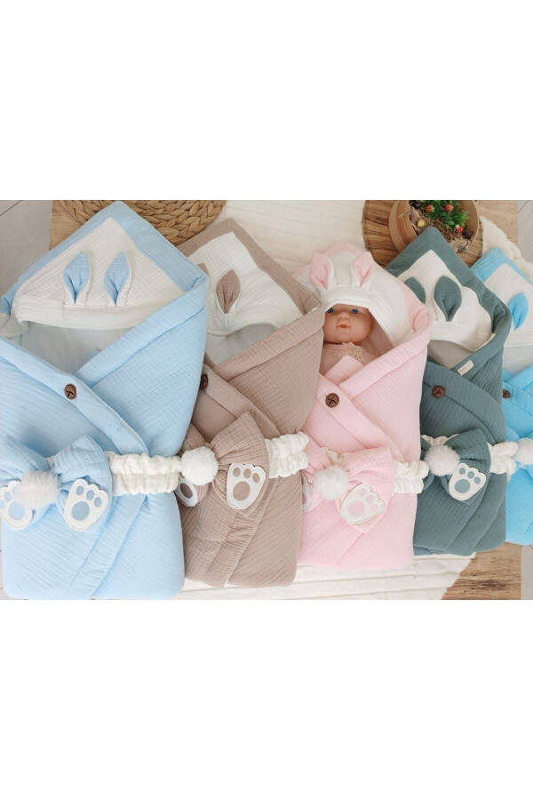 4 Layer Muslin Coffee Baby Swaddle Unisex Outer Swaddle Blanket Hospital Discharge Gift - 11