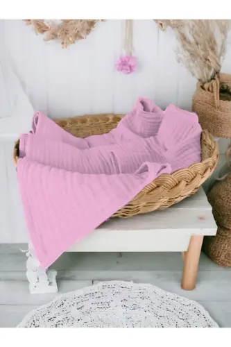 4-Layer Muslin Cover Baby Blanket Organic Cotton Multi-Purpose Cotton Muslin Blanket Swaddle Cover - Dark Rose 