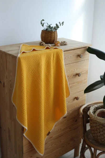 4 Layer Muslin Swaddle - 100% Cotton - Mustard - MUJO BABY&KIDS (1)