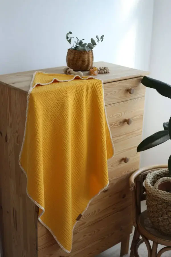 4 Layer Muslin Swaddle - 100% Cotton - Mustard - 2