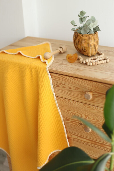 4 Layer Muslin Swaddle - 100% Cotton - Mustard - MUJO BABY&KIDS