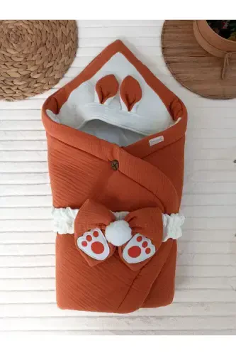 4 Layer Muslin Terracotta Baby Blanket 100% Cotton Natural Organic Swaddle Sleep Sack Receiving Blanket-Terracotta - 3