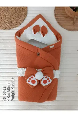 4 Layer Muslin Terracotta Baby Blanket 100% Cotton Natural Organic Swaddle Sleep Sack Receiving Blanket-Terracotta - 4