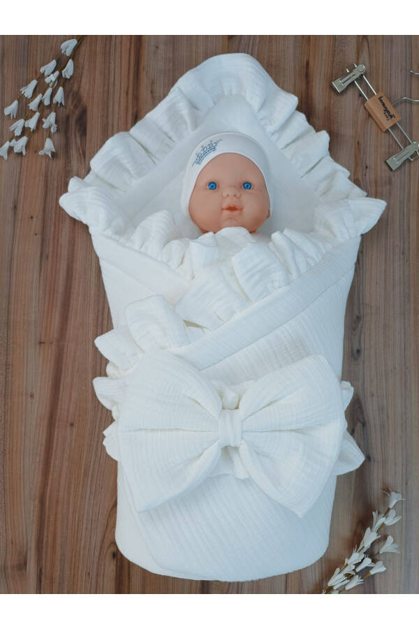 4 Layer Muslin White Baby Blanket Natural Organic Sleep Baby Swaddle Hospital Discharge Newborn - 11