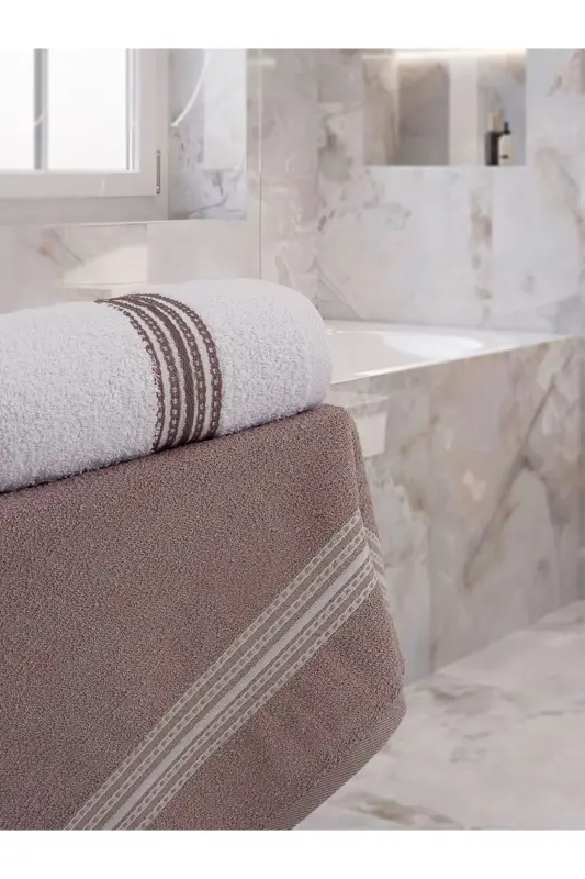 4 Lü Banyo Havlusu Seti Elvin Kahve - 70 X 140-KAH - 4