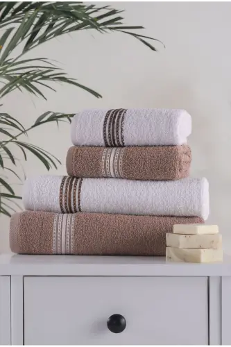 4 Lü Banyo Havlusu Seti Elvin Kahve - 70 X 140-KAH - 5
