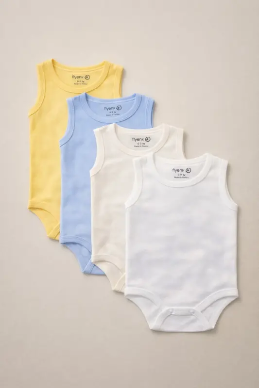 4-Pack 100% Cotton Stretch Interlock Baby Bodysuit - EFU BABY