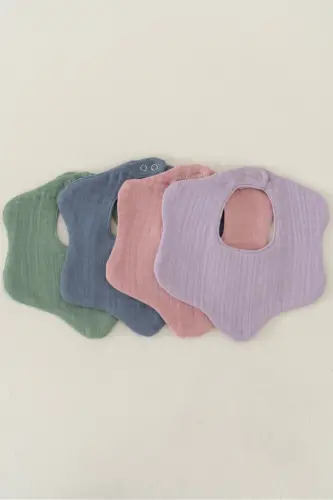 4-Pack 100% Organic Cotton 8-Layer Multi Muslin Floral Baby Bib, Scarf, Bandana - 1