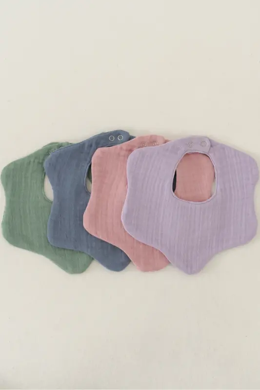 4-Pack 100% Organic Cotton 8-Layer Multi Muslin Floral Baby Bib, Scarf, Bandana - 2