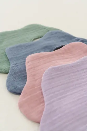 4-Pack 100% Organic Cotton 8-Layer Multi Muslin Floral Baby Bib, Scarf, Bandana - 3