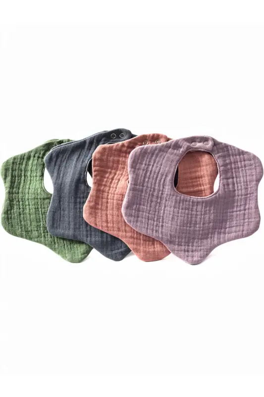 4-Pack 100% Organic Cotton 8-Layer Multi Muslin Floral Baby Bib, Scarf, Bandana - 4