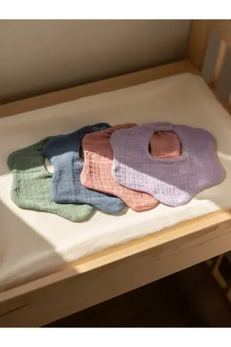 4-Pack 100% Organic Cotton 8-Layer Multi Muslin Floral Baby Bib, Scarf, Bandana - 5