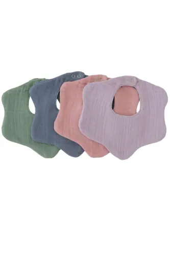 4-Pack 100% Organic Cotton 8-Layer Multi Muslin Floral Baby Bib, Scarf, Bandana - 6