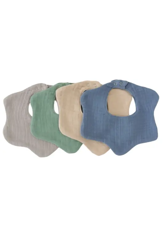 4-Pack 100% Organic Cotton 8-Layer Multi Muslin Flower Baby Boy Drool, Feeding Bib, Bandana (MODEL 1) - 1