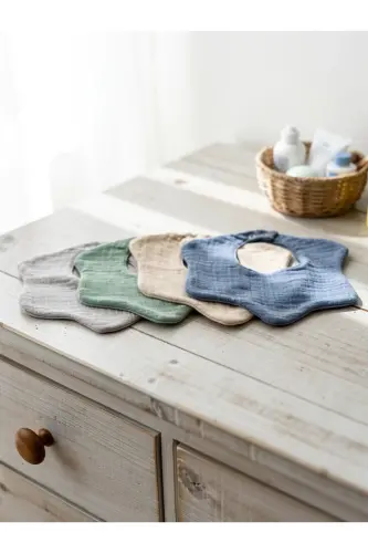 4-Pack 100% Organic Cotton 8-Layer Multi Muslin Flower Baby Boy Drool, Feeding Bib, Bandana (MODEL 1) - 3