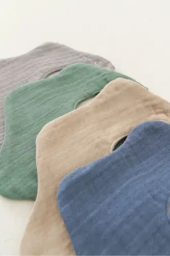 4-Pack 100% Organic Cotton 8-Layer Multi Muslin Flower Baby Boy Drool, Feeding Bib, Bandana (MODEL 1) - 7