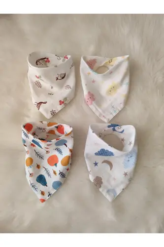 4 Pack 100% Organic Cotton Double Layer Two Snap Muslin Baby Bibs & Burp Cloths - 3BABY (1)