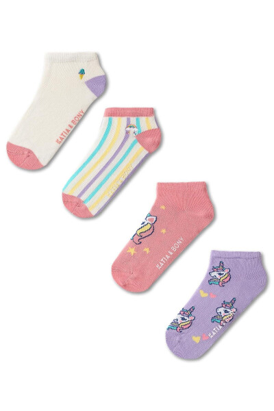 4-Pack Unicorn Ice Cream Patterned Slipper Socks for Girls - 1