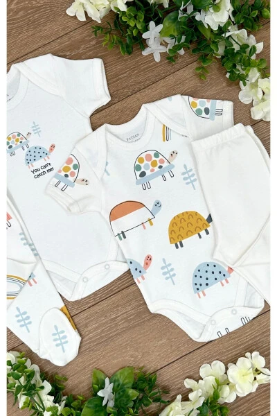 4 Parcha Organik Paxta Qiz Chaqaloq Chiptali Bodi va P - 3