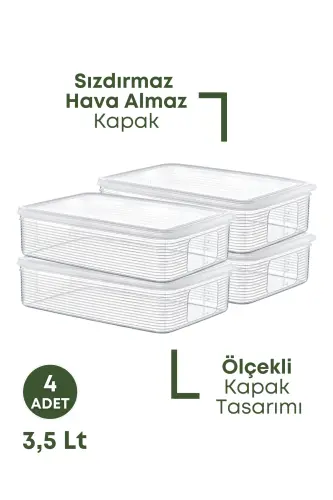 4 Pcs 3.5 Liter Fridge Organizer Storage Container -Freezer Storage Container-4 Pcs - 5