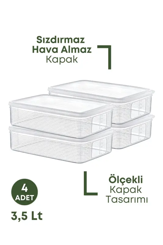 4 Pcs 3.5 Liter Fridge Organizer Storage Container -Freezer Storage Container-4 Pcs - 5