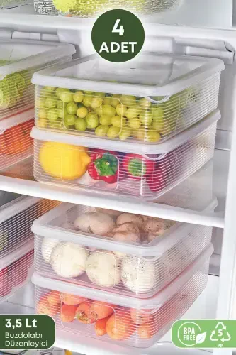 4 Pcs 3.5 Liter Fridge Organizer Storage Container -Freezer Storage Container-4 Pcs - 1