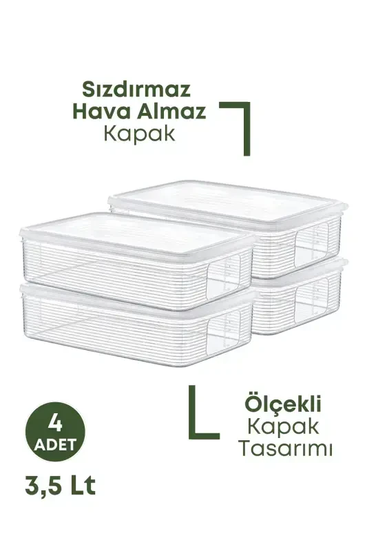 4 Pcs 3.5 Liter Fridge Organizer Storage Container -Freezer Storage Container-4 Pcs - 2
