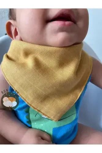 (4 Pcs) Muslin Fabric Two Snap Baby Bib & Scarf - 6