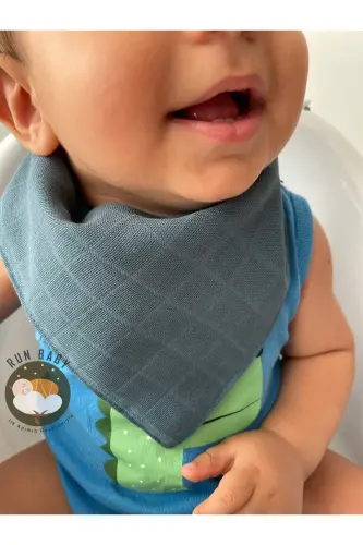 (4 Pcs) Muslin Fabric Two Snap Baby Bib & Scarf - 3