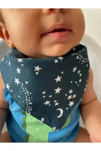 (4 PCS) Muslin Fabric Two Snaps Baby Bib & Scarf - RUNBABY (1)