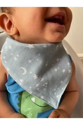 (4 PCS) Muslin Fabric Two Snaps Baby Bib & Scarf - 4