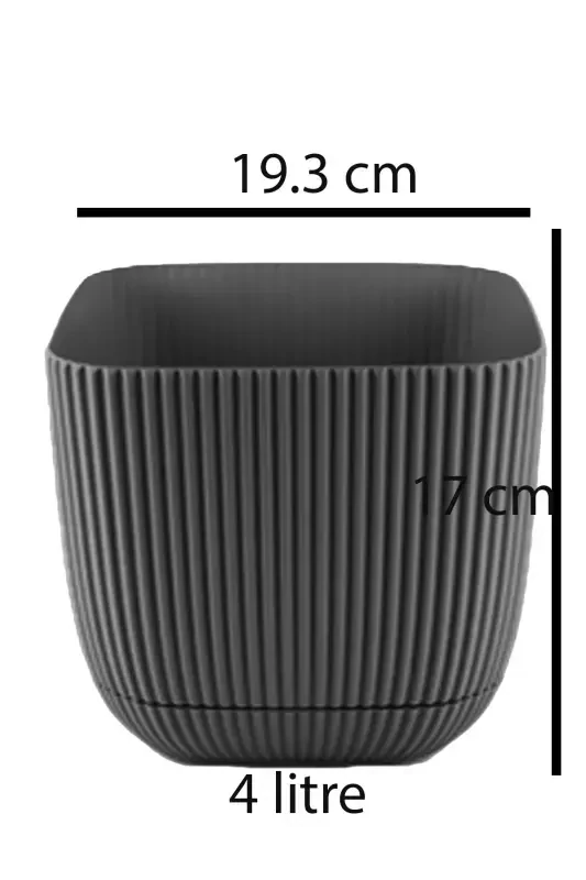 4 Pcs No 4 Decorative Cactus And Flower Pot Square Pot 4 Lt-NO4KARE - 3