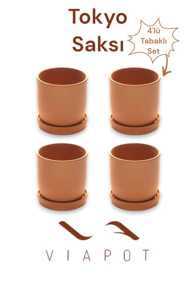 4 Pcs Small Tokyo Terracotta Pot with Saucer 11x10cm 500ml - 12