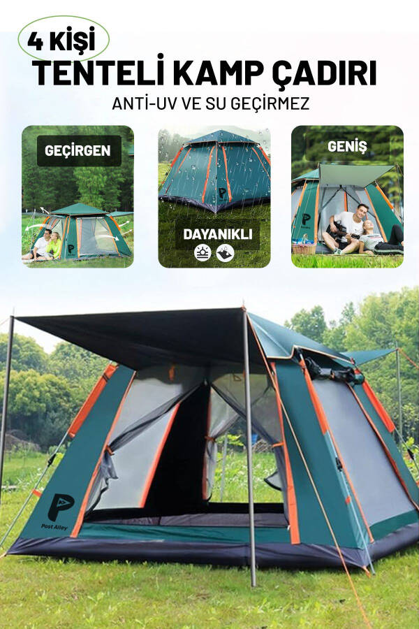 4 Person Automatic Awning Camping Tent Portable Anti-uv Waterproof Outdoor Beach Picnic Tent - 1