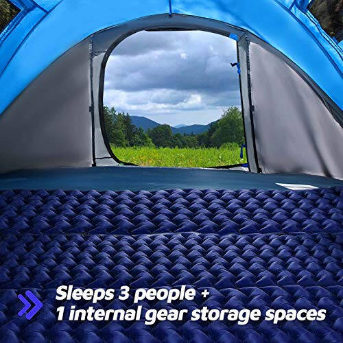 4 Person Easy Pop Up Tent, 9.5'X6.6'X52'', Waterproof, Automatic Setup, 2 Doors-Instant Family Tents for Camping, Hiking & Traveling - 2