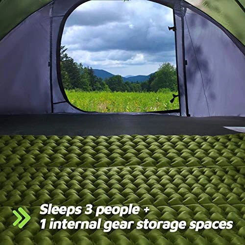 4 Person Easy Pop Up Tent, 9.5’X6.6’X52'',Waterproof, Automatic Setup,2 Doors-Instant Family Tents for Camping, Hiking & Traveling - HUI LINGYANG (1)